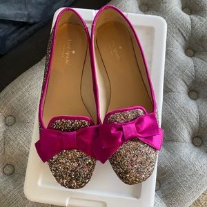 KATE SPADE NEW YORK AUDRINA GLITTER FLAT LOAFERS